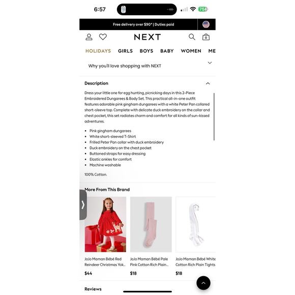 JoJo Maman Bebe Pink Duck 2-Piece Embroidered Seersucker 6-12 months NEW - Picture 9 of 16